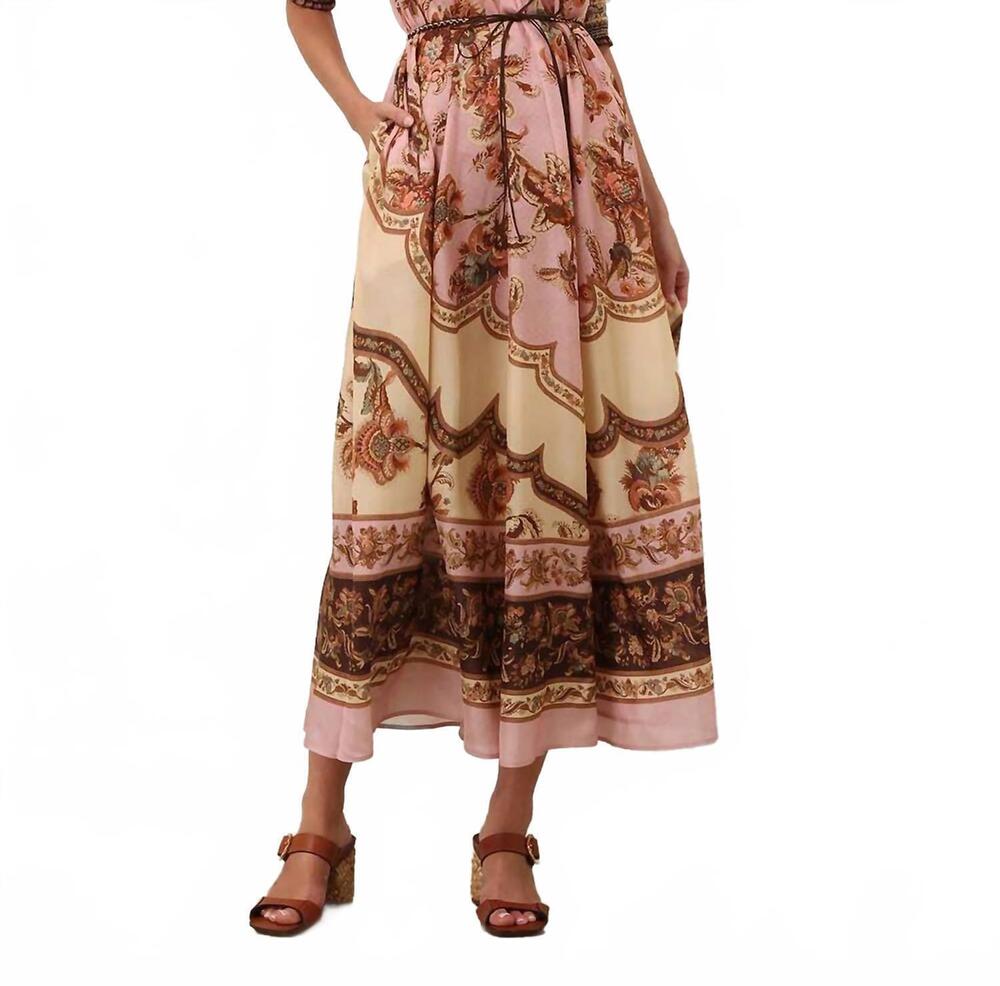 NEW ZIMMERMANN aster billow midi dress in mauve jacobean